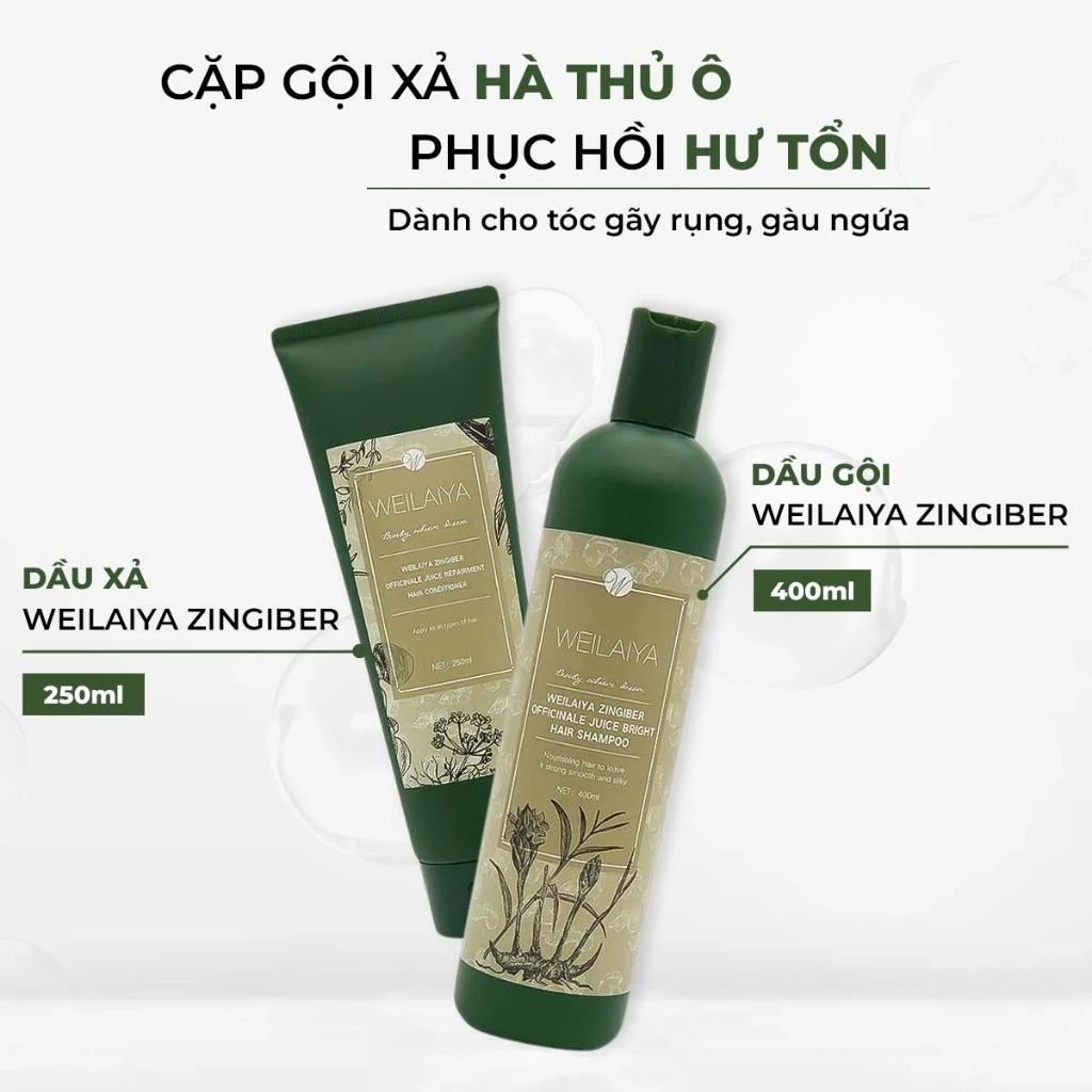 Ảnh Cặp dầu gội Weilaiya gừng 400ml và dầu xả gừng 250ml kích mọc tóc dưỡng tóc chắc khỏe 3