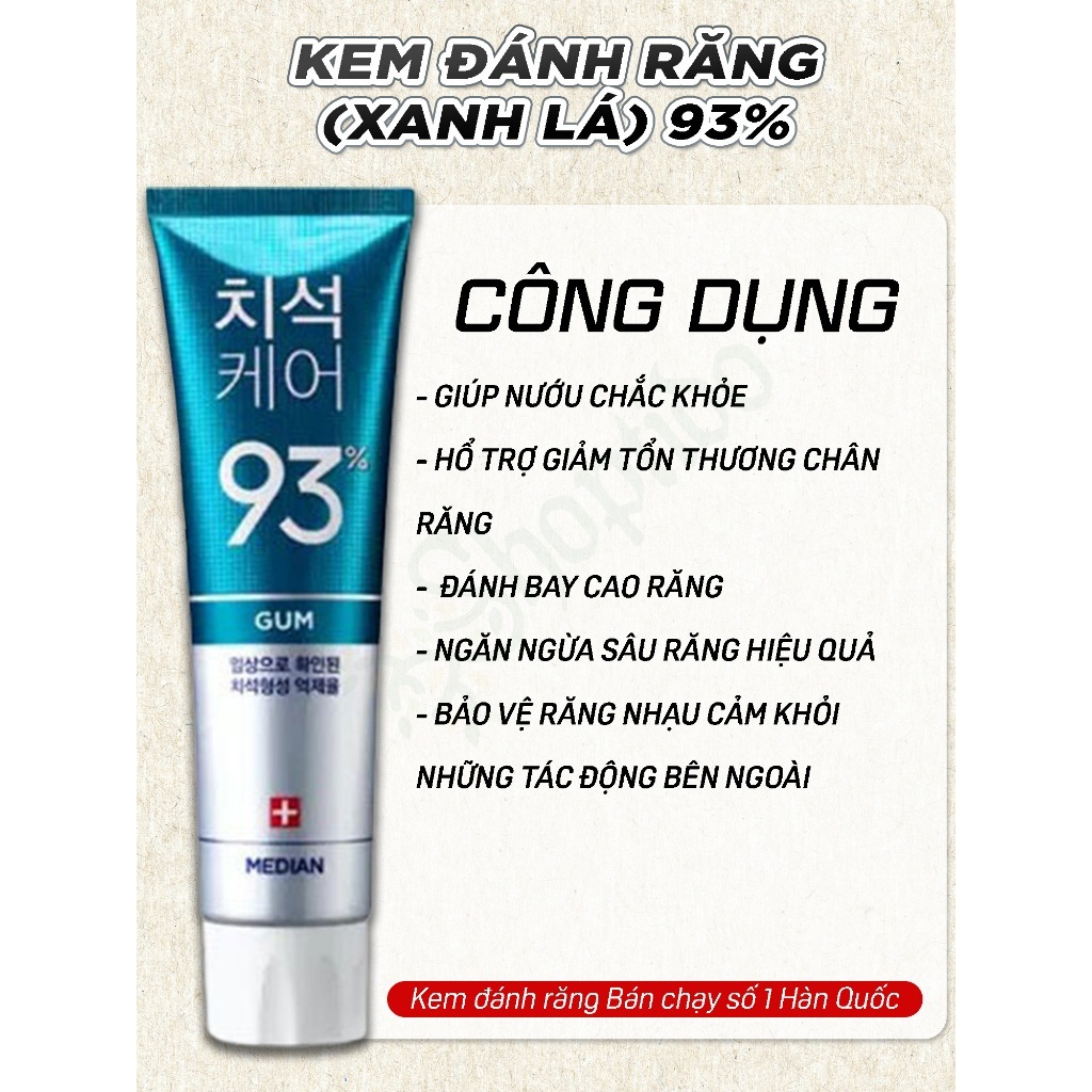 Ảnh Kem Đánh Răng Median Dental IQ 93% Hàn Quốc 120g, Giúp Trắng Răng, Giảm Ố, Loại Bỏ Mùi Hôi. 2
