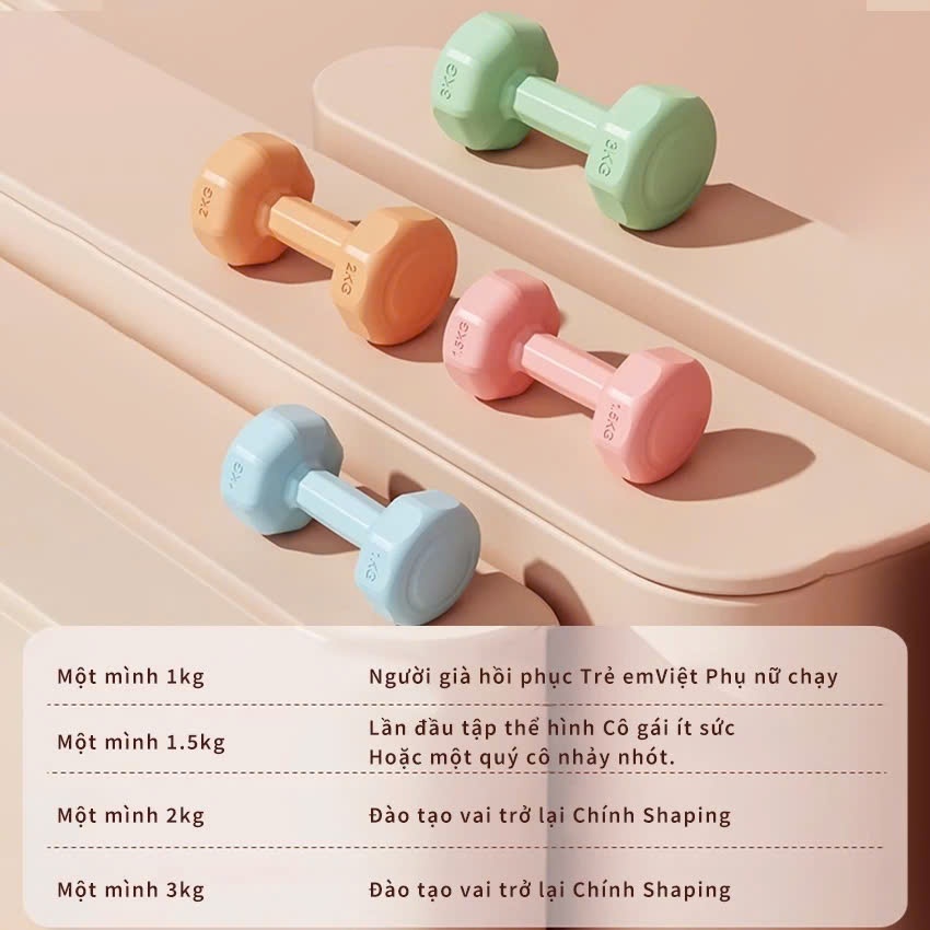 Tạ Tập Gym Tại Nhà KingBox,Tạ Tay Chất Liệu Bê Tông Bọc Nhựa Chống Xước Vỡ Sàn Cân Nặng 1-3kg