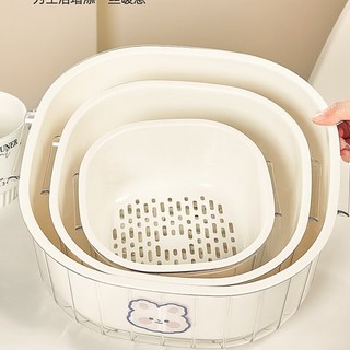 (TẶNG CỌ NỒI) Set 6 món rổ kèm chậu bộ 3 rổ và chậu, thau nhựa 2 lớp hình tròn chất liệu nhựa PP dày