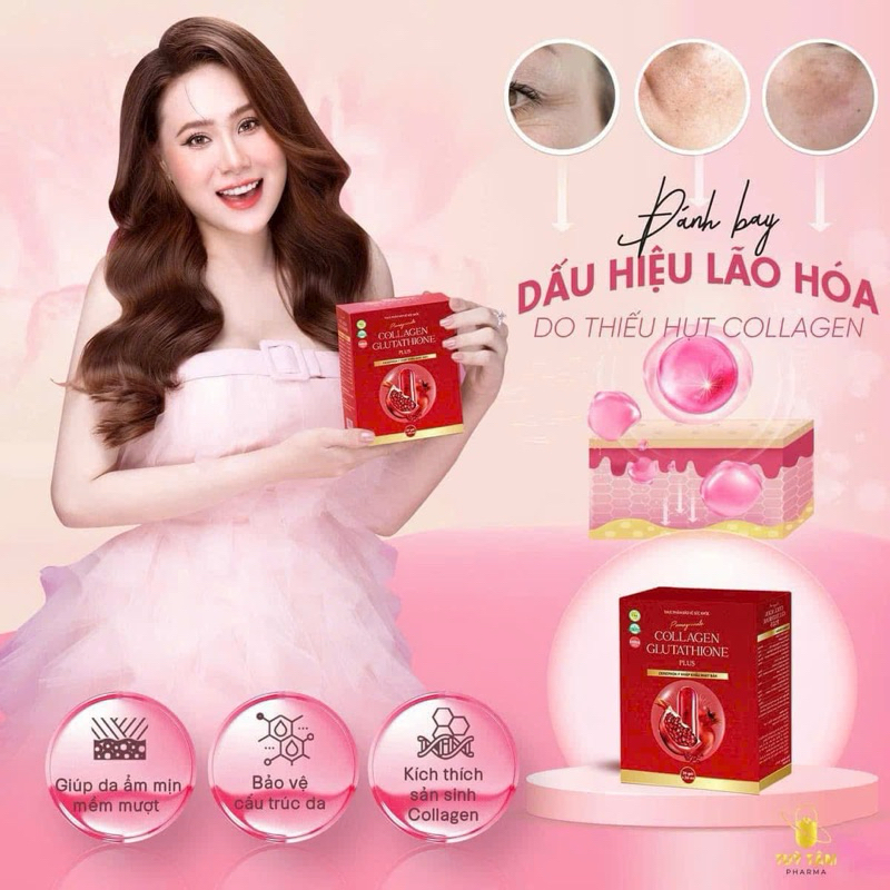 [1 Gói Collagen Glutathione Plus Lựu Đỏ - Dùng Thử] 3000mg - Trắng da, mờ nám, cải thiện nội tiết tố nữ Tuỳ Tâm pharma