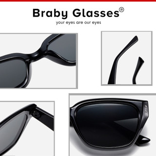Kính râm mát nam nữ mắt vuông thời trang chống tia UV Braby Glasses gọng nhựa cao cấp thiết kế sang trọng KR57