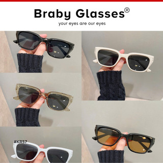 Kính râm mát nam nữ mắt vuông thời trang chống tia UV Braby Glasses gọng nhựa cao cấp thiết kế sang trọng KR57