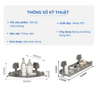 Kệ Nhà Tắm, Kệ Chữ Nhật Hút Chân Không, Kệ Bếp Đa Năng Gắn Tuờng Tái Sử Dụng