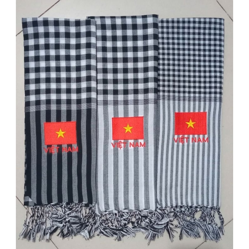 Khăn rằn thêu lá cờ Việt Nam _ khăn trơn | Shopee Việt Nam