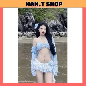 Đồ bơi bikini đi biển set ba món REN TẦNG xinh xắn có mút (hàng cao cấp ) HAN.T Shop
