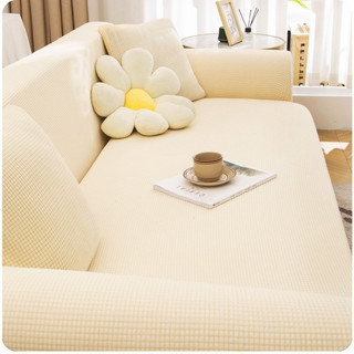 (Tặng thanh xốp chèn ghế + vỏ gối) Bọc ghế sofa vải nhung gân, bọc sofa đơn, sofa chữ L dày dặn co giãn mềm mại