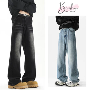 Quần Jean WASH RETRO Nam Nữ Suông Ống Đứng Dáng Baggy Quần Jean Wash Unisex Ôm Eo Tôn Dáng Phong Cách Hàn Quốc MIAA