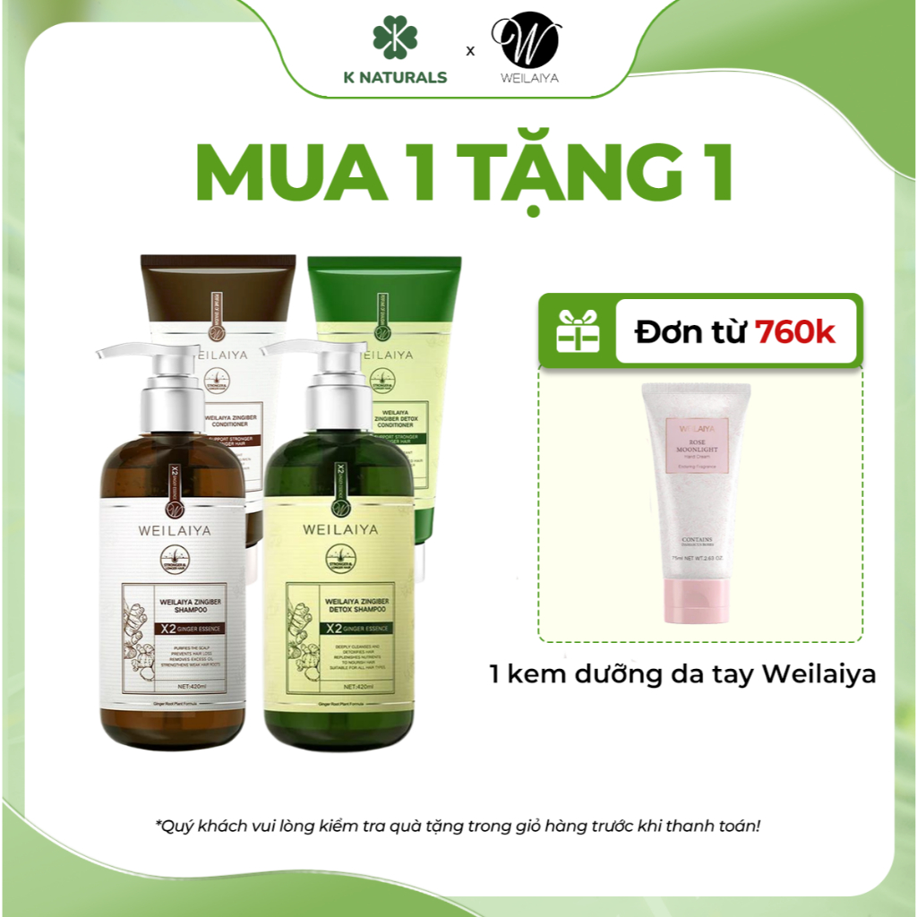 Ảnh Bộ dầu gội gừng cao cấp Weilaiya Luxury giúp hỗ trợ mọc tóc nhanh, giảm rụng và phục hồi tóc hư tổn 1