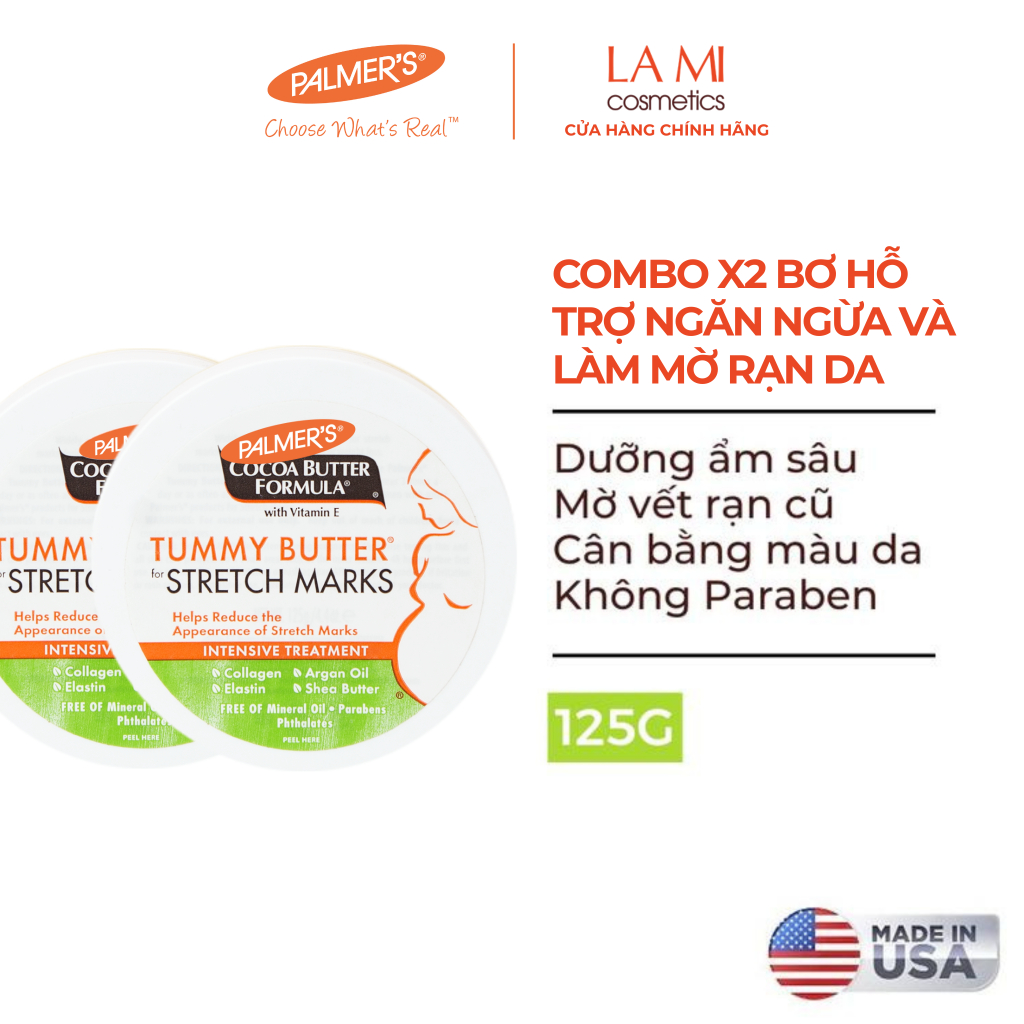 Ảnh COMBO X2 Bơ đậm đặc dưỡng ẩm sâu, hỗ trợ ngăn ngừa và làm mờ rạn da Palmer's 125g 1