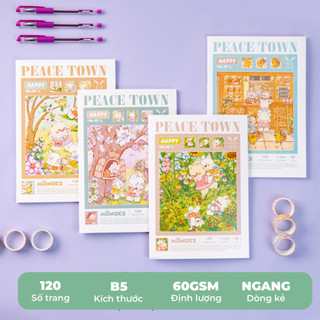 Vở Kẻ Ngang 80/ 120 Trang, Vở Viết Cấp 2 Kẻ Ngang MONDEZ Peace Town Định Lượng 60gsm V001/V002