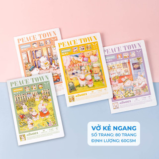 Vở Kẻ Ngang 80/ 120 Trang, Vở Viết Cấp 2 Kẻ Ngang MONDEZ Peace Town Định Lượng 60gsm V001/V002