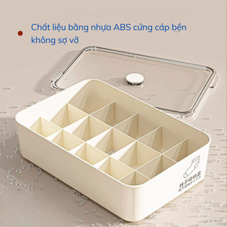 Hộp Đựng Đồ Lót Tất Vớ, Khay Chia Ngăn Đa Năng Có Nắp Chống Bụi Chứa Hạt Thơm Chất Liệu PET