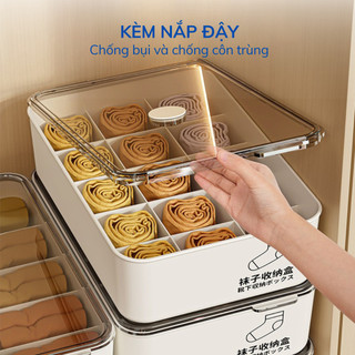 Hộp Đựng Đồ Lót Tất Vớ, Khay Chia Ngăn Đa Năng Có Nắp Chống Bụi Chứa Hạt Thơm Chất Liệu PET