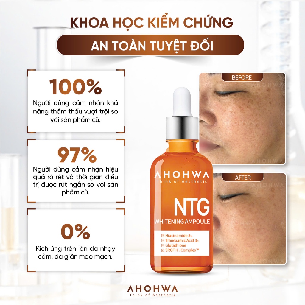 [CHÍNH HÃNG] Serum Tinh Chất Dưỡng Trắng Da AHOHWA Whitening Ampoule NTG