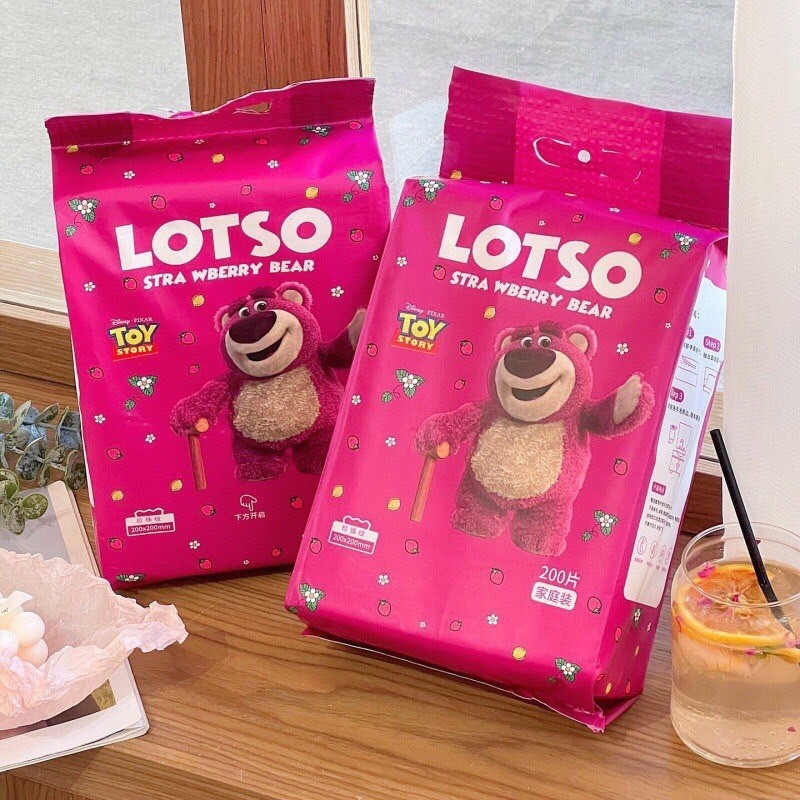 Khăn Giấy Lau Đa Năng Gấu Dâu Losto Cho Bé - Gói 200 Tờ (QT)