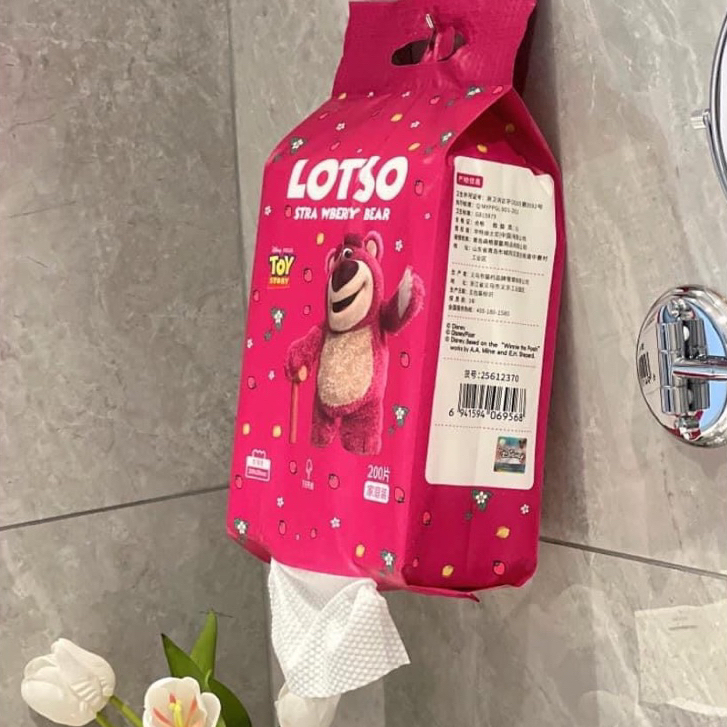 Khăn Giấy Lau Đa Năng Gấu Dâu Losto Cho Bé - Gói 200 Tờ (QT)