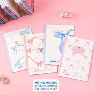 Vở Kẻ Ngang 80 Trang BST Nơ Coquette 70gsm, Vở Viết Kẻ Ngang B5 MONDEZ Giấy Không Thấm Mực Bìa In Cute V003