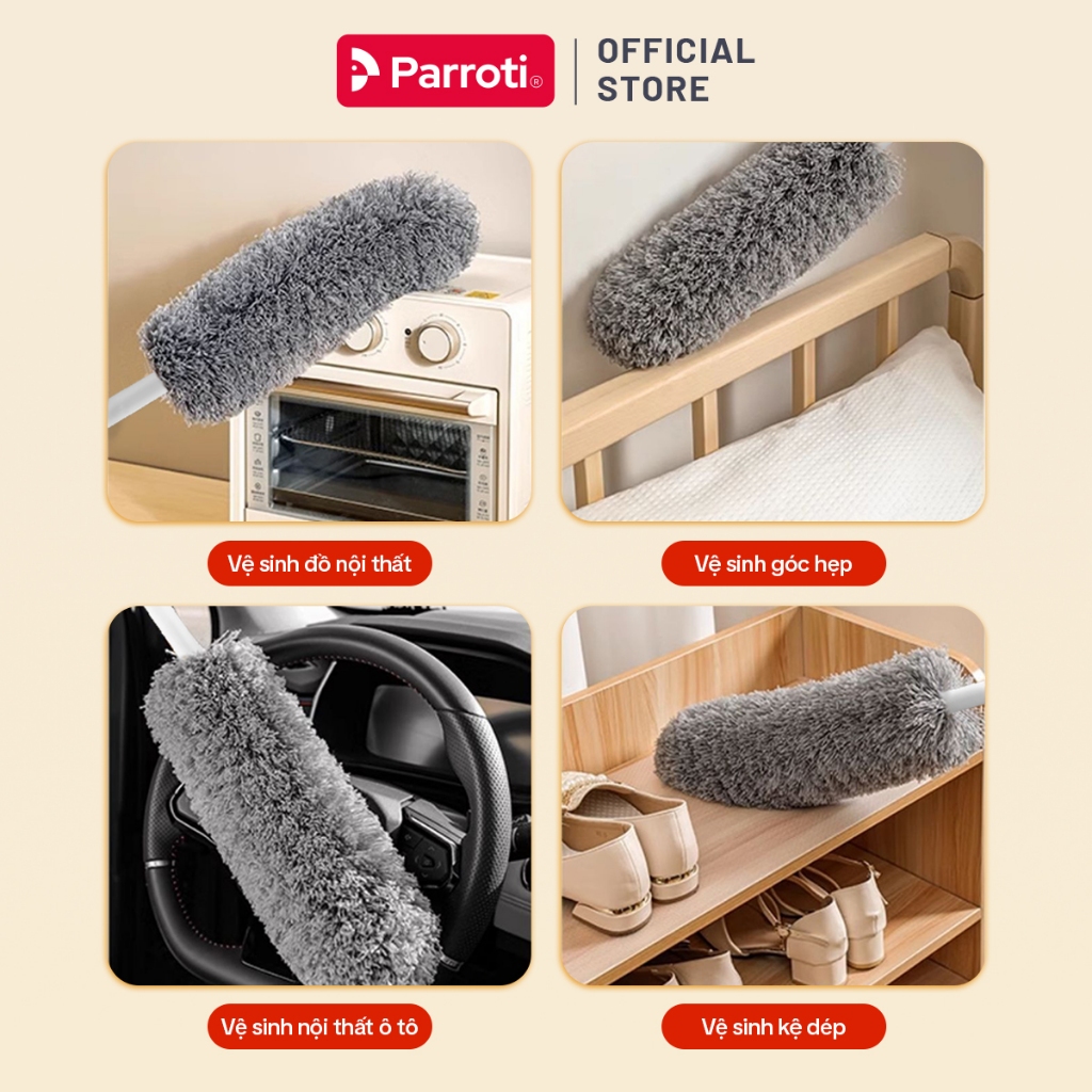 Ảnh Chổi Phủi Bụi Trần Nhà, Cây Phủi Bụi Đa Năng Cán Nhôm Tăng Giảm Độ Dài Parroti Sky - SK02 4