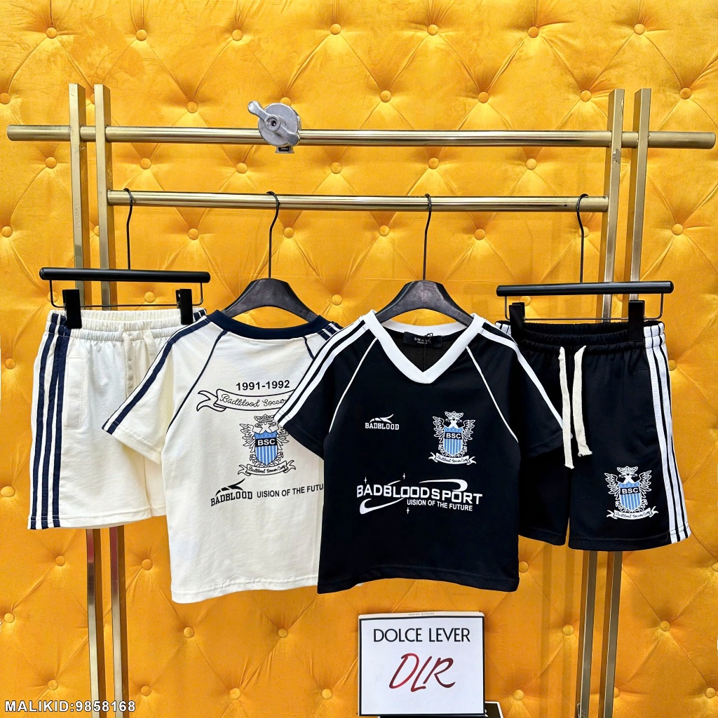 Bộ Cộc Bé Trai Cổ Chữ V In Chữ Siêu Đẹp - Bộ Hè Bé Trai Thể Thao Chất Cotton Cực Mát