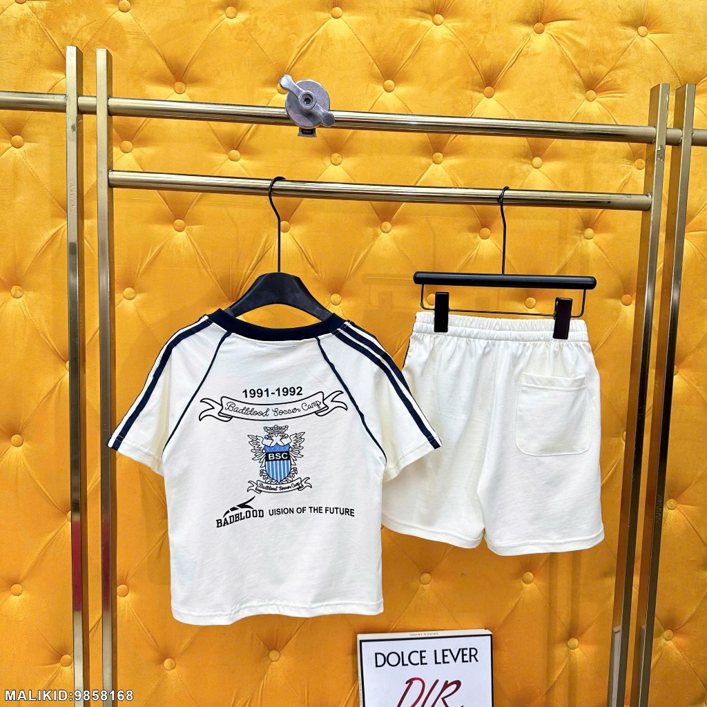 Bộ Cộc Bé Trai Cổ Chữ V In Chữ Siêu Đẹp - Bộ Hè Bé Trai Thể Thao Chất Cotton Cực Mát