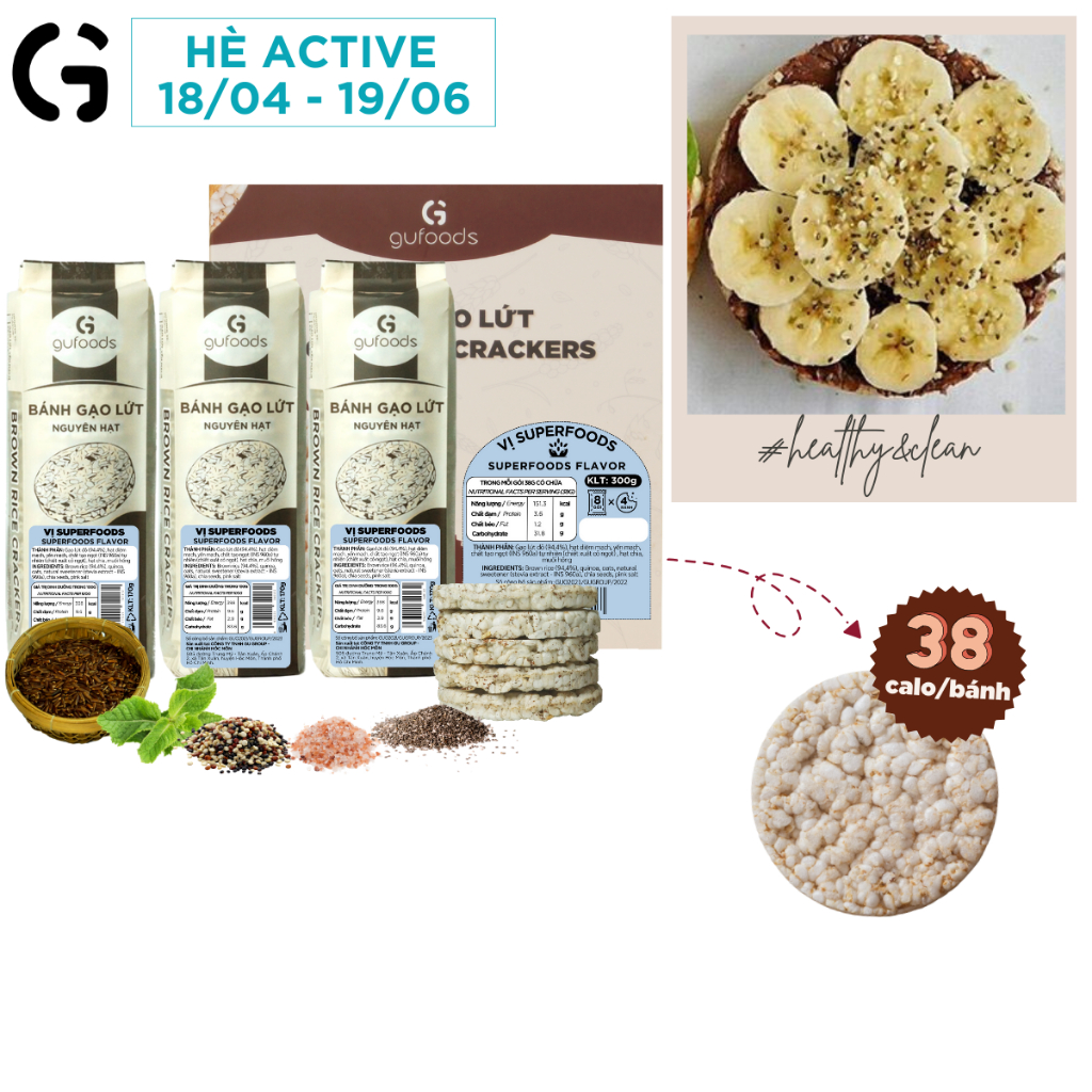 Ảnh Bánh gạo lứt ăn kiêng GUfoods vị Superfoods - Không chiên dầu, Không đường, Eat clean, Healthy, Gym (170g/300g/510g) 1