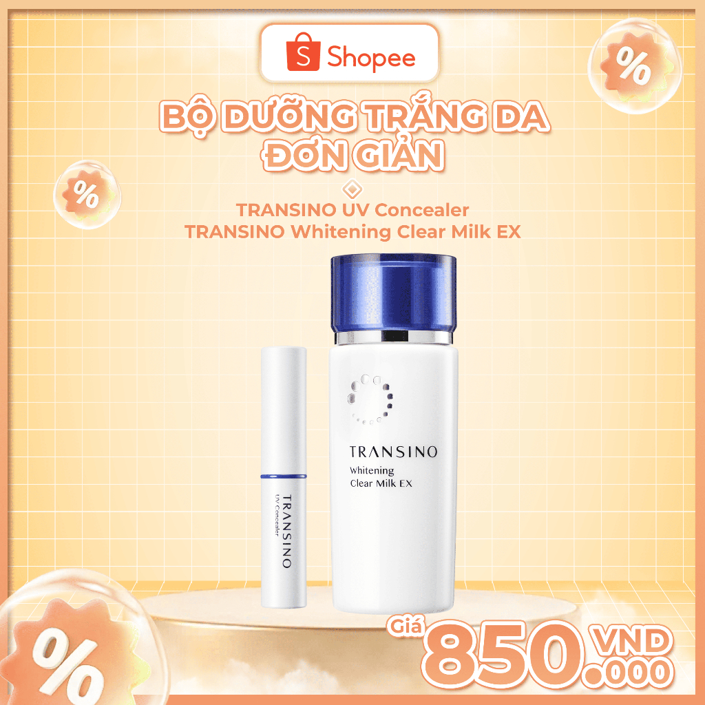 Ảnh Bộ Dưỡng Trắng Da Đơn Giản TRANSINO Uv Concealer - Clear Milk 1