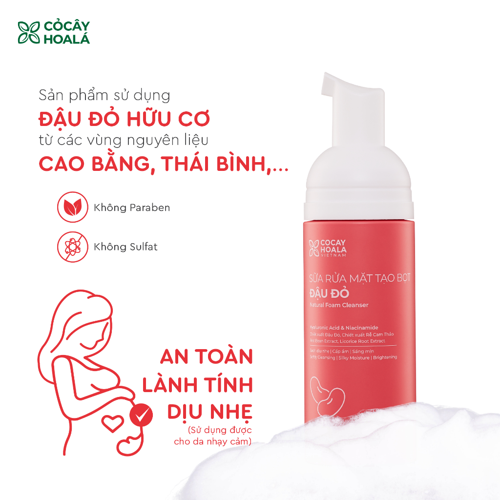 Ảnh Sữa Rửa Mặt Tạo Bọt Đậu Đỏ Cỏ Cây Hoa Lá 150g Giúp Làm Sạch Dịu Nhẹ, Mềm Mại, Sáng Mịn 3