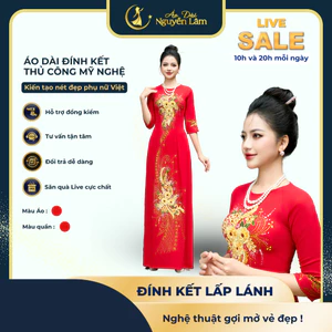 Áo Dài Lụa Dính Hoa, Vẽ Thủ Công Lấp Lánh A60 Màu Đỏ - Áo Dài Cho Mẹ [CO GIÃN NHẸ, THẤM HÚT] Nữ Women Dress