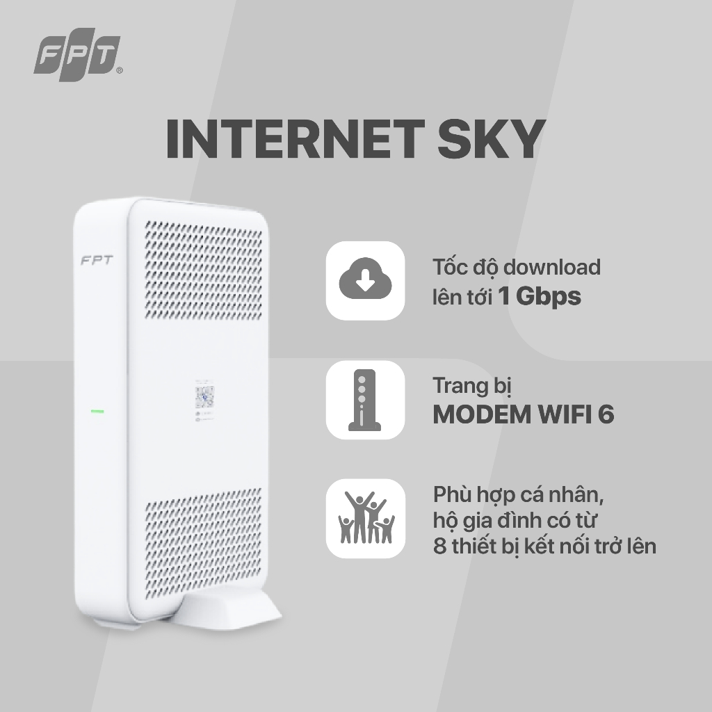 Ảnh Combo SKY F2 - Modem Wifi 6 Thế hệ mới & Gói Wifi 1 Gbps & Truyền hình Max FPT Play 1