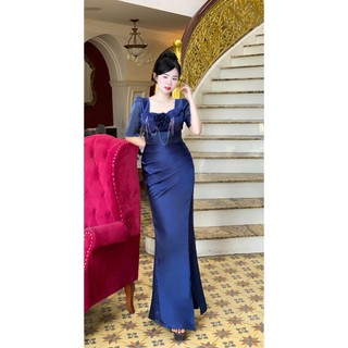 Đầm dạ hội thiết kế bông ngực 2 lá dây đá [đen, đỏ, trắng, vàng xanh đen, xanh chai ] M087