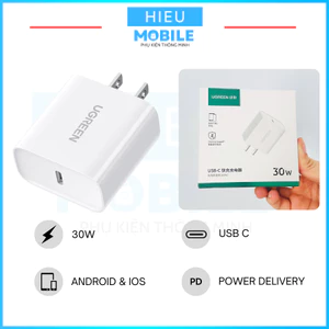 Củ sạc nhanh Ugreen 30W 1 cổng C cho Android, iPhone (CD127)