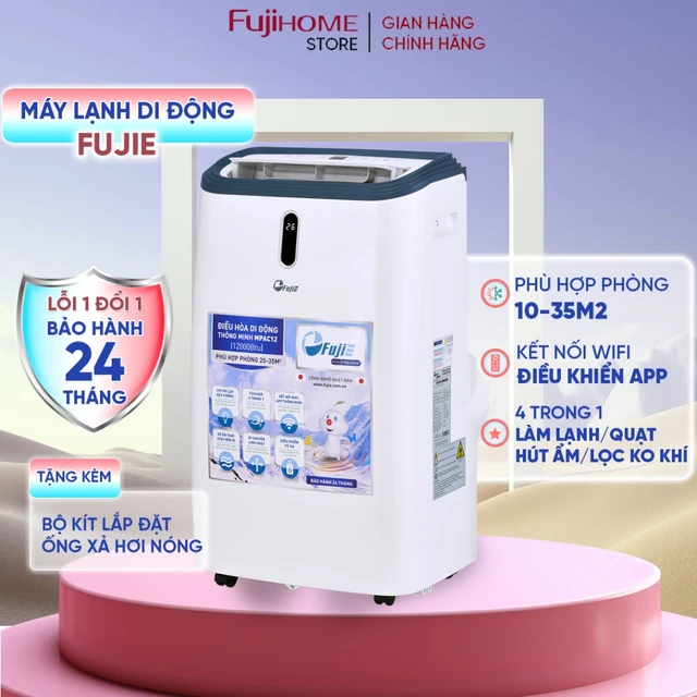 Máy lạnh đứng di động 12.000BTU FUJIHOME Nhập Khẩu, điều hòa di động làm lạnh portable air conditioner tặng kèm phụ kiện