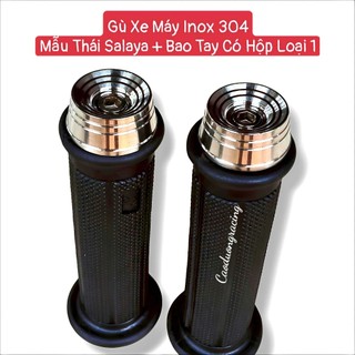 Gù tay lái xe máy inox 304 mẫu thái salaya và bao tay TBT chính hãng gắn cho các dòng xe số - phụng tùng xe máy