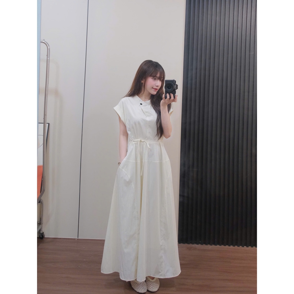 Đầm tay hến Chililuu váy maxi dáng dài form tay hến chiết eo phong cách thanh lịch sang trọng
