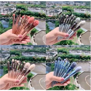 Bộ cọ 8 cây makeup trang điểm màu sắc Vintage lông mềm kèm túi zip nhiều chức năng