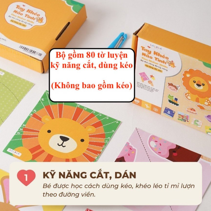 Ảnh Bộ Luyện Kỹ Năng Cắt Giấy 80 Tờ Cho Bé (không gồm kéo) Tay Khéo Não Tinh - LaLaLa Baby 1