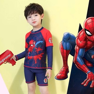 TẶNG Mũ- Bộ đồ bơi bé trai dài tay dáng rời họa tiết siêu nhân,bộ đồ đi biển cho bé trai 10-35kg