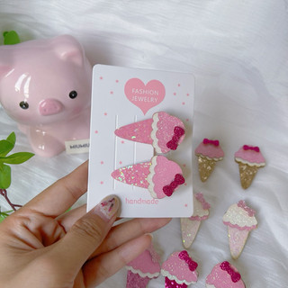 Set kẹp tóc hình cây kem bling bling cho bé yêu