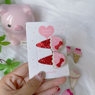 Set kẹp tóc hình cây kem bling bling cho bé yêu