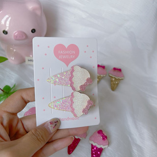 Set kẹp tóc hình cây kem bling bling cho bé yêu