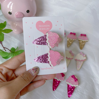 Set kẹp tóc hình cây kem bling bling cho bé yêu