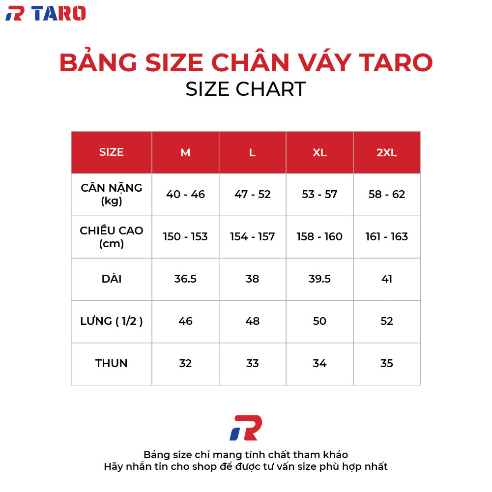 Bảng size Váy