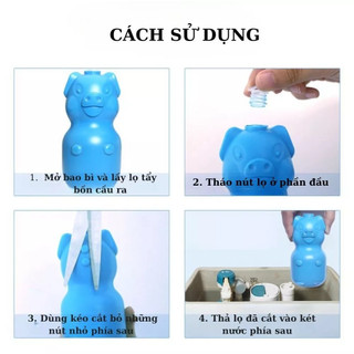 Lọ Thả Bồn Cầu Con Heo Tẩy Khử Mùi Thế Hệ Mới Diệt Khuẩn Khử Mùi Hôi Tạo Nước Màu Xanh Chống Ố Vàng ToiLet 88621