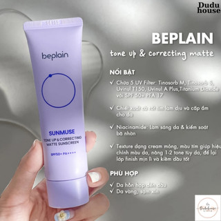 Kem Chống Nắng Beplain Sunmuse Tone Up & Correcting, Mineral, Moisture Sunscreen 50ml Duduhouse