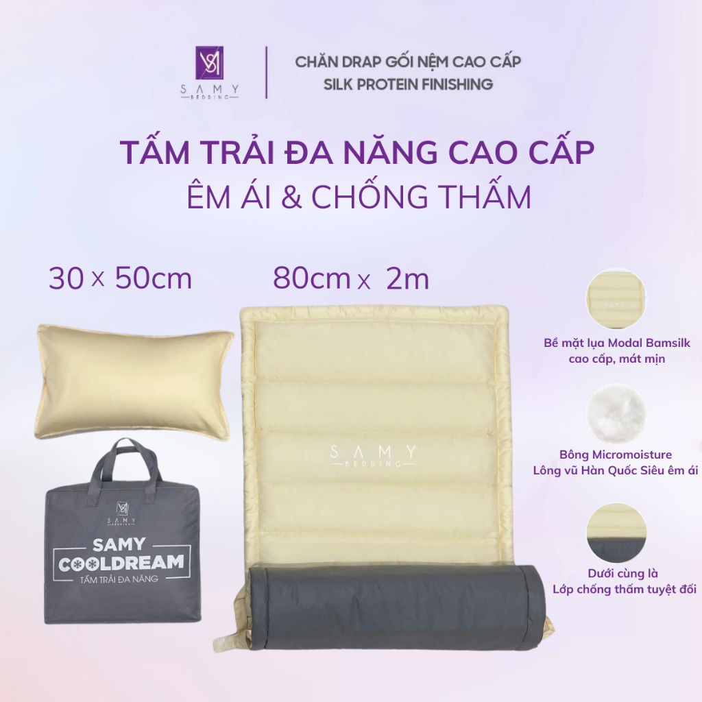 Nệm topper ngủ văn phòng đa năng gấp gọn Samy Bedding êm ái chống thấm ...