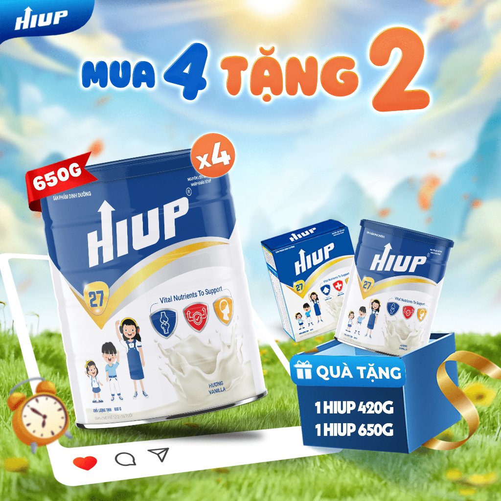 Ảnh Thực Phẩm Dinh Dưỡng Hiup Tăng Chiều Cao - COMBO 4 TẶNG 2, Tăng Cân Cho Trẻ 2-15 Tuổi Nguyên Liệu Hoa Kỳ 1