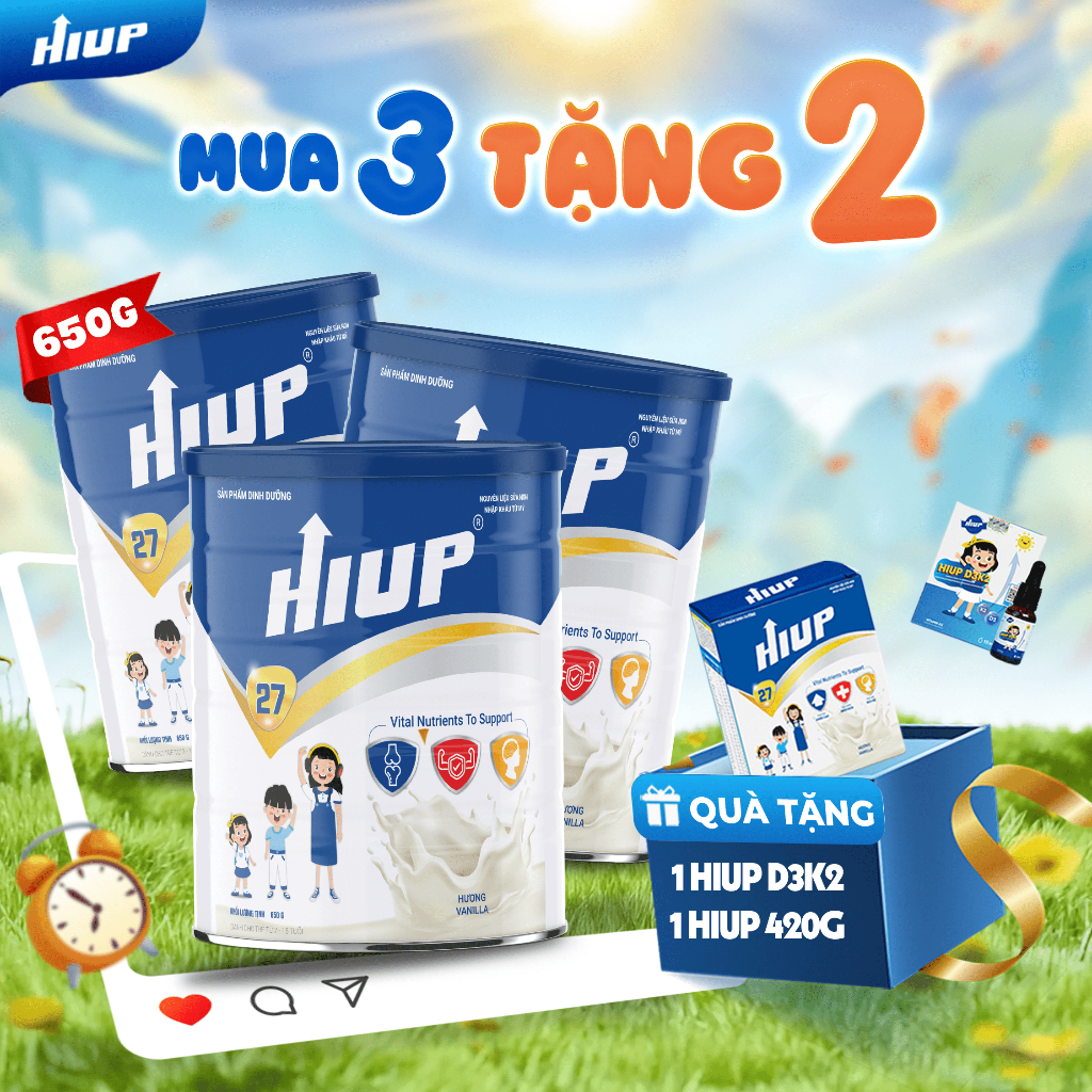 Ảnh Thực Phẩm Dinh Dưỡng Hiup Tăng Chiều Cao 650g - MUA 3 TẶNG 2 (1 HIUP 420g VÀ 1 D3K2) Tăng Cân Cho Trẻ Từ 2-15 Tuổi 1