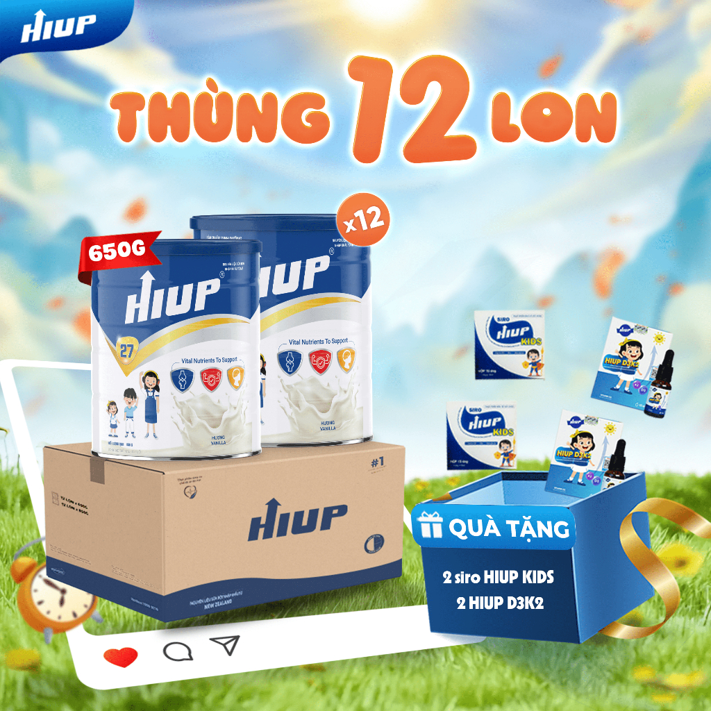 Ảnh Thực Phẩm Dinh Dưỡng Hiup Tăng Chiều Cao [THÙNG 12 LON] Tăng Cân Cho Trẻ Từ 2-15 Tuổi Với Công Nghệ Hoa Kỳ - 650g 1