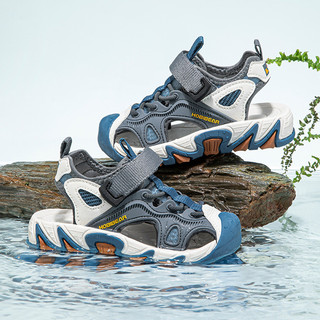 Sandal khóa dán bé trai HOBIBEAR E1010 Blue Gray có đế EVA cao 3cm dùng để đi học đi chơi